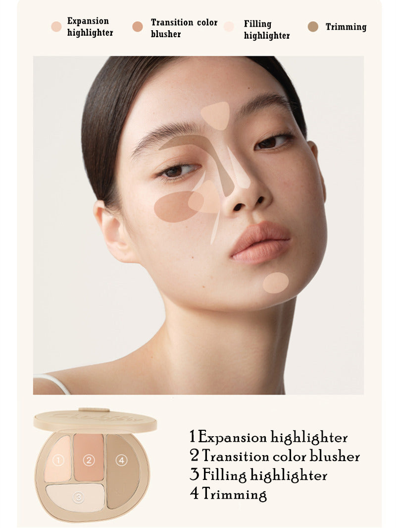 Joocyee Fermented Color Facial Contour Plate Repair Highlight Blush Multi-Purpose Expansion and Shrinkage 酵色面部轮廓盘修容高光腮红多用膨胀收缩一体综合盘 10g