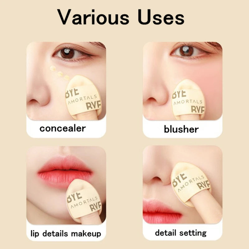 Amortals Mini Finger Powder Puff Thumb Small Air Cushion Blender Sponges Water Drop Finger Concealer Detail Makeup Tool 2X2PCS 尔木萄mini指拇粉扑