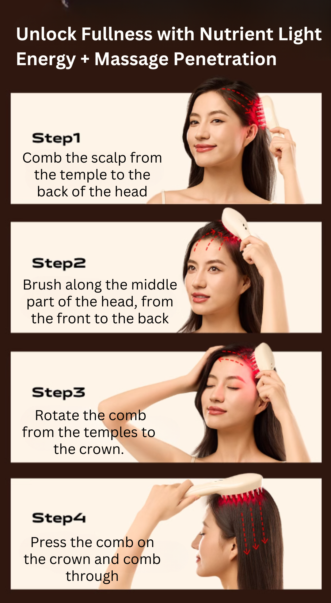 Bolali Red Light Massage Hair Growth Scalp Comb 博拉利红光导液梳