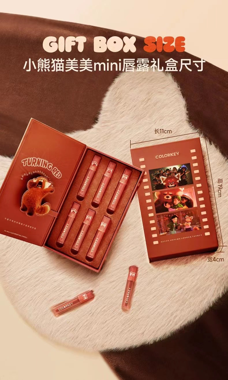 Colorkey Disney Pixar Little Panda Meimei Mini Lip Glaze Gift Set 6PCS/BOX 珂拉琪6支装迪士尼皮克斯小熊猫美美迷你唇釉礼盒套装 1g*6支