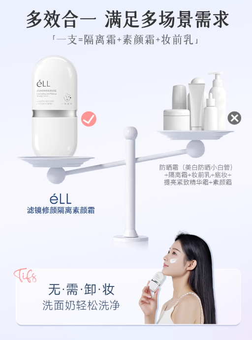 Tiktok/Douyin Hot ELL Concealing & Tone-Up Cream 30g【Tiktok抖音爆款】ELL滤镜修颜隔离素颜霜