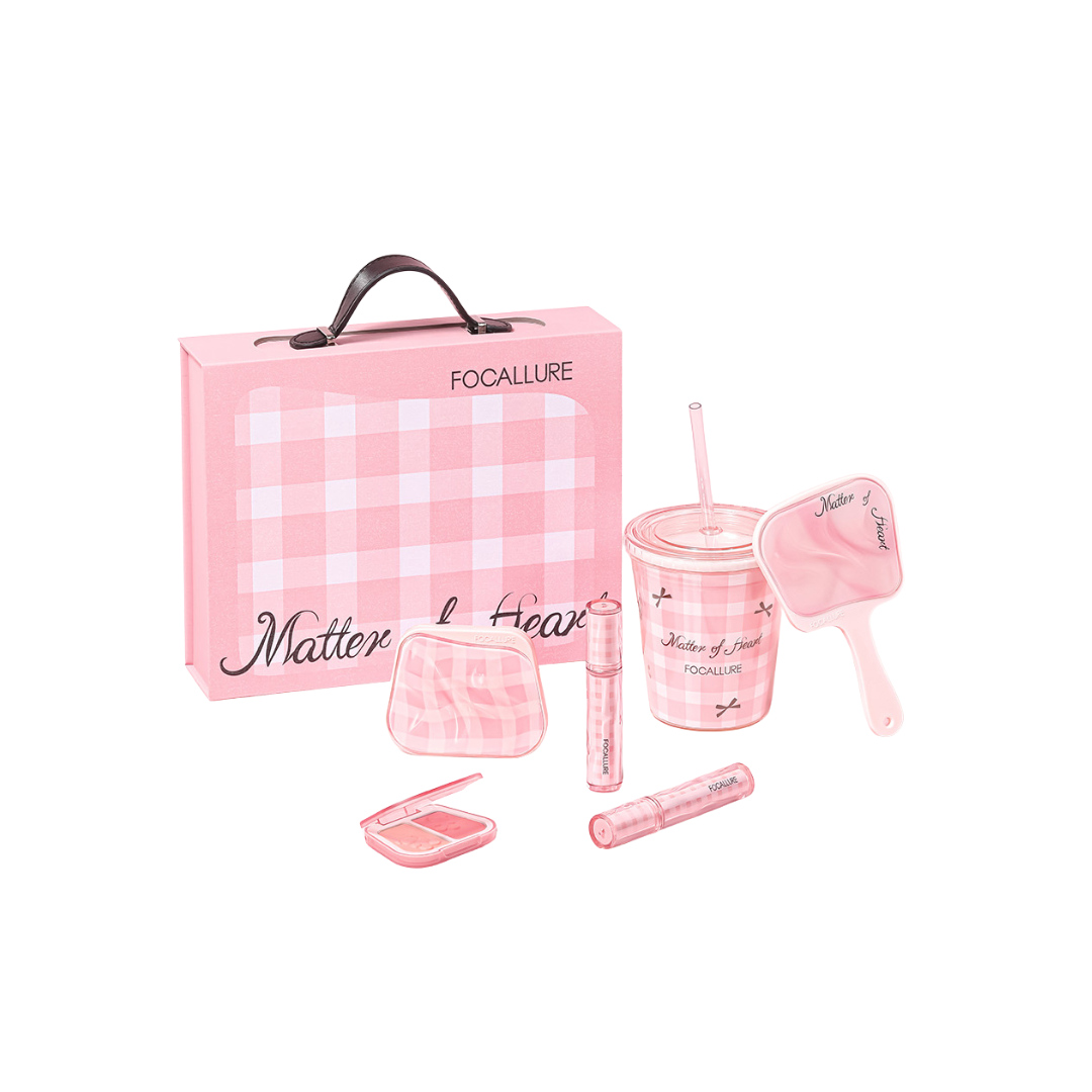 FOCALLURE Matter of Heart Series Blush Lip Gloss Eyeshadow Palette 7PCS/Set 菲鹿儿心事系列腮红唇釉眼影盘礼盒