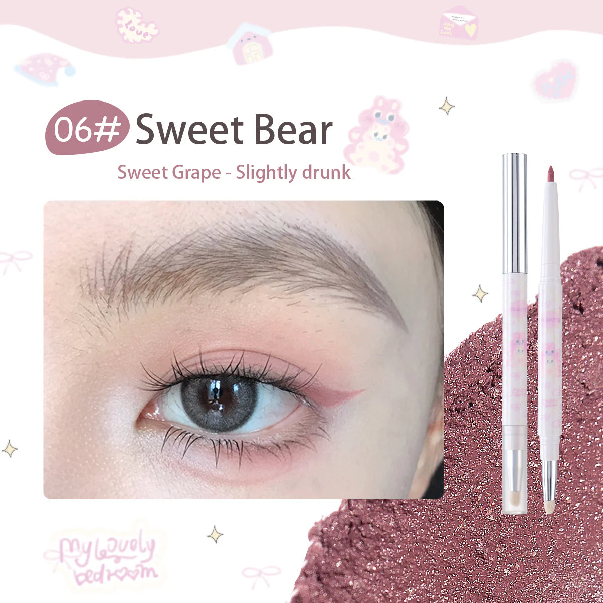 Flortte Bread Bear ＆ Me Gel Eyeliner Pencil 200mg 花洛莉亚面包小熊和我系列眼线胶笔