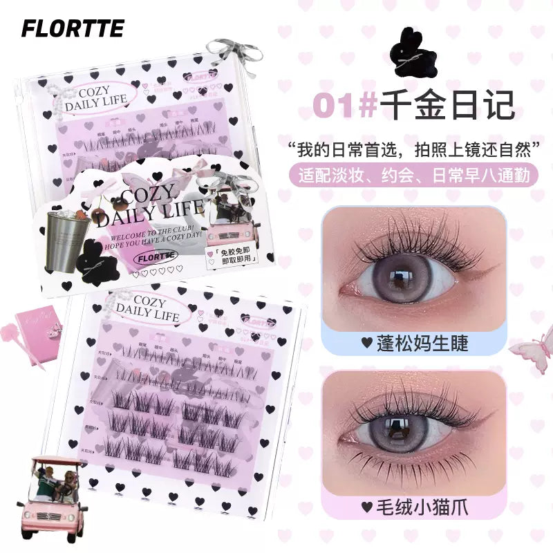 Flortte Cozy Daily Life Glue-Free False Eyelashes 1 Box 花洛莉亚千金日记系列免胶假睫毛