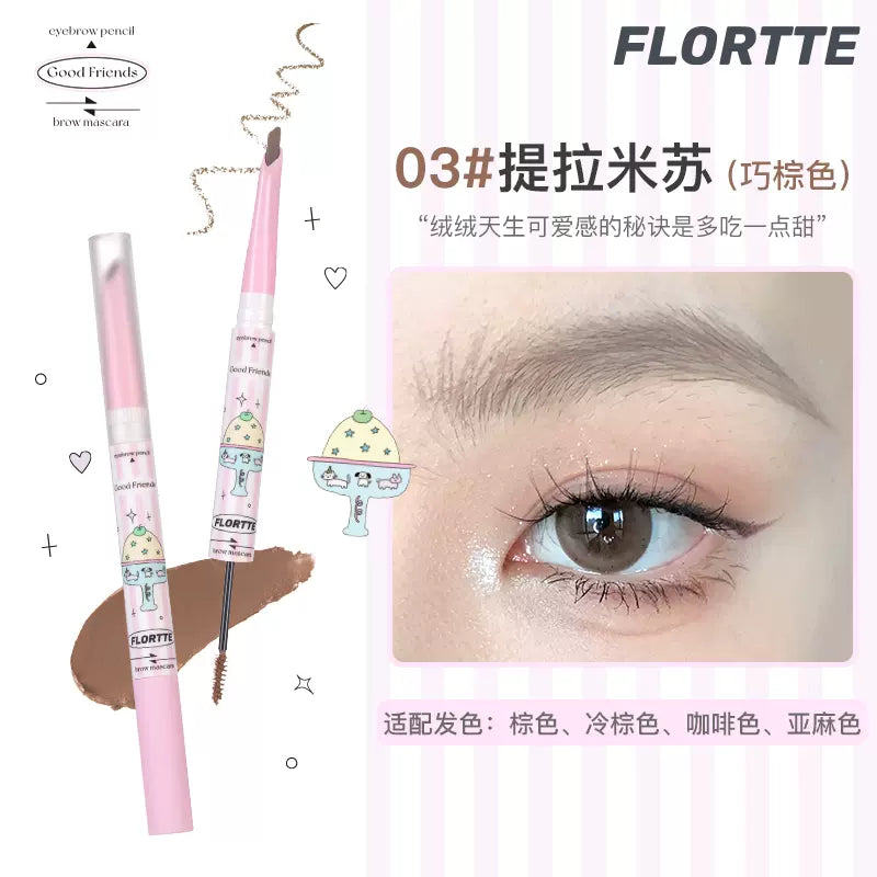 Flortte Good Friends Club Eyebrow Pen 1g 花洛莉亚好胖友俱乐部系列双头刀锋眉笔染眉膏