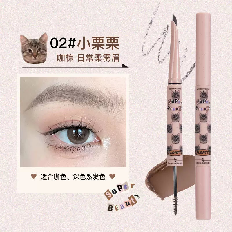 Flortte I Am Super Beauty Eyebrow Pencil and Brow Mascara 180mg+1g 花洛莉亚怪美莉亚系列双头刀锋眉笔染眉膏