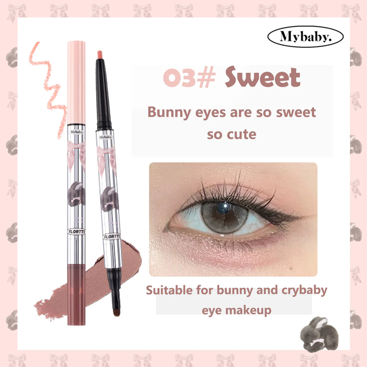 Flortte Peng Peng Princess Double Headed Aegyo-sal Pen 200mg+700mg 花洛莉亚怦怦公主系列双头卧蚕阴影笔