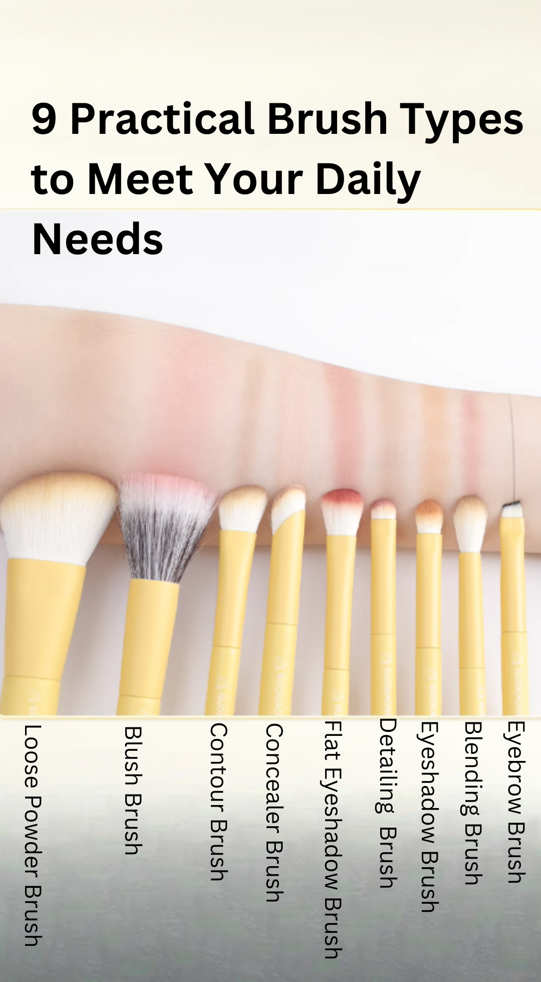 GUOXIAONIU Butter Series Short-Handle Portable Makeup Brush Set 9pcs 郭小妞黄油短柄便携化妆刷套装