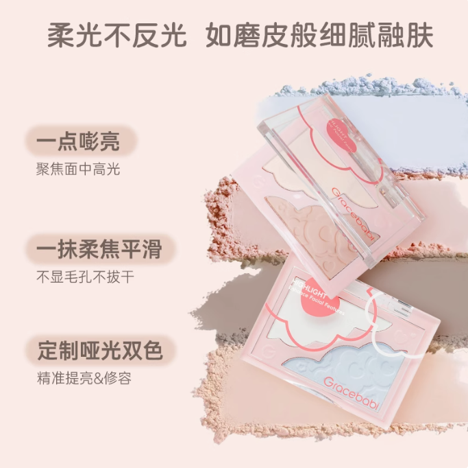 Gracebabi Radiant Duo Highlighter Palette 8g 瑰宝秘语浮光立影双色高光盘