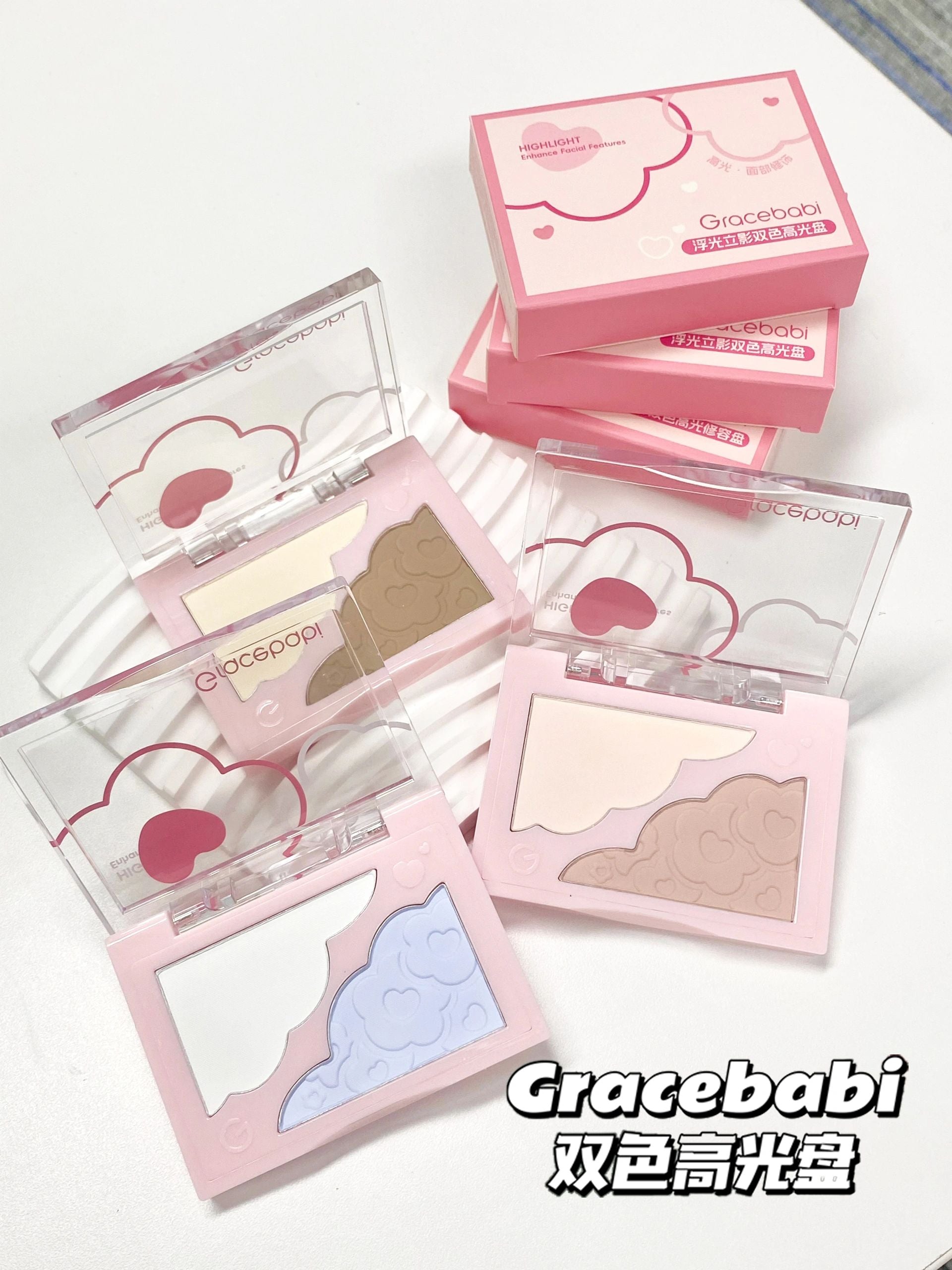 Gracebabi Radiant Duo Highlighter Palette 8g 瑰宝秘语浮光立影双色高光盘