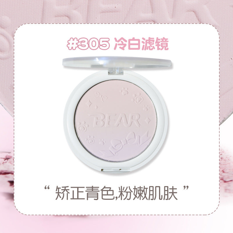 HOLD LIVE Little Bear Embossed Pattern Soft & Matte Finishing Pressed Powder Holdlive小熊柔光滤镜持久控油定妆粉饼 10g