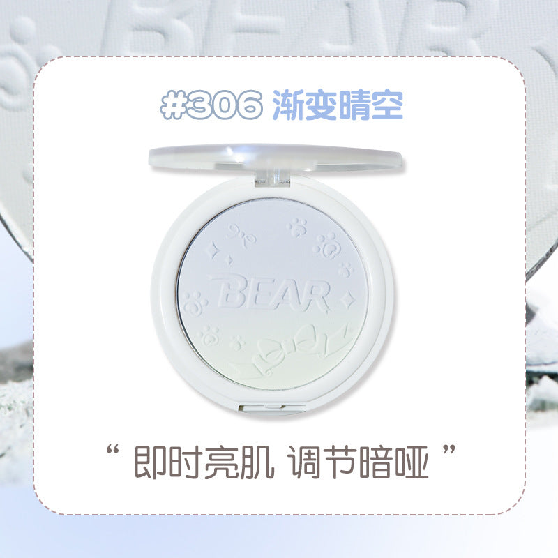 HOLD LIVE Little Bear Embossed Pattern Soft & Matte Finishing Pressed Powder Holdlive小熊柔光滤镜持久控油定妆粉饼 10g