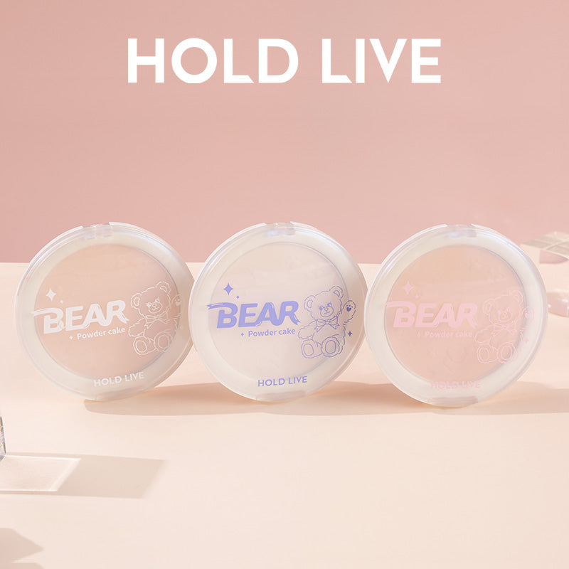 HOLD LIVE Little Bear Embossed Pattern Soft & Matte Finishing Pressed Powder Holdlive小熊柔光滤镜持久控油定妆粉饼 10g