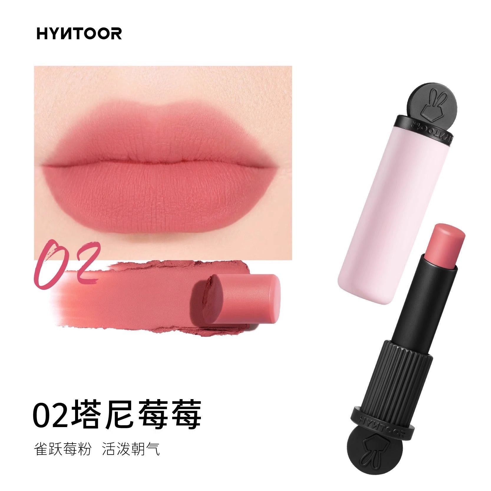 HYNTOOR Matte Oil Stick Lipstick 2.7g 黑兔雾面油画棒口红