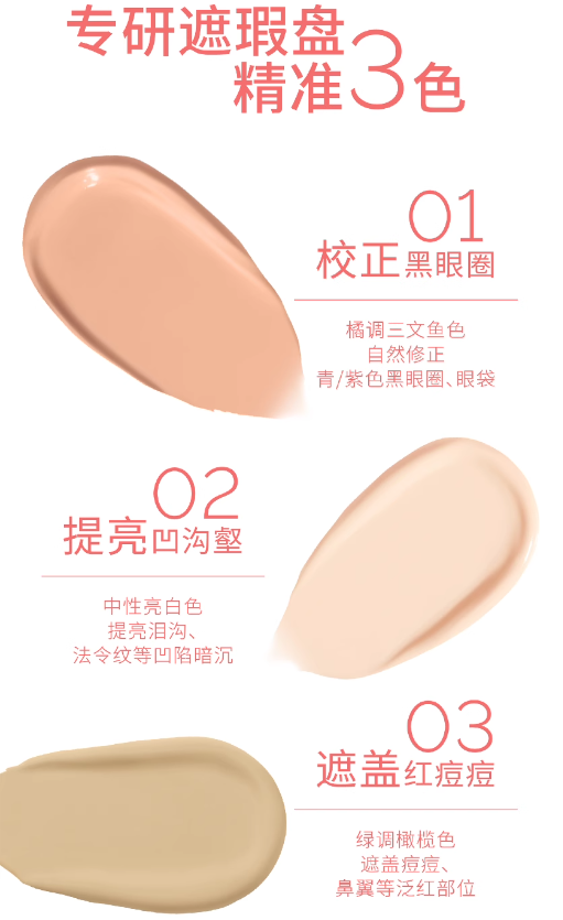 HYNTOOR Cloud Triple-Color Concealer Cream 4.8g 黑兔云朵三色遮瑕膏