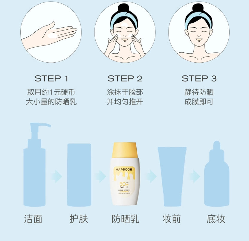 Hapsode Cloud Sense Extra Care Clear Sunscreen Lotion 50g 悦芙媞云感特护清透防晒乳