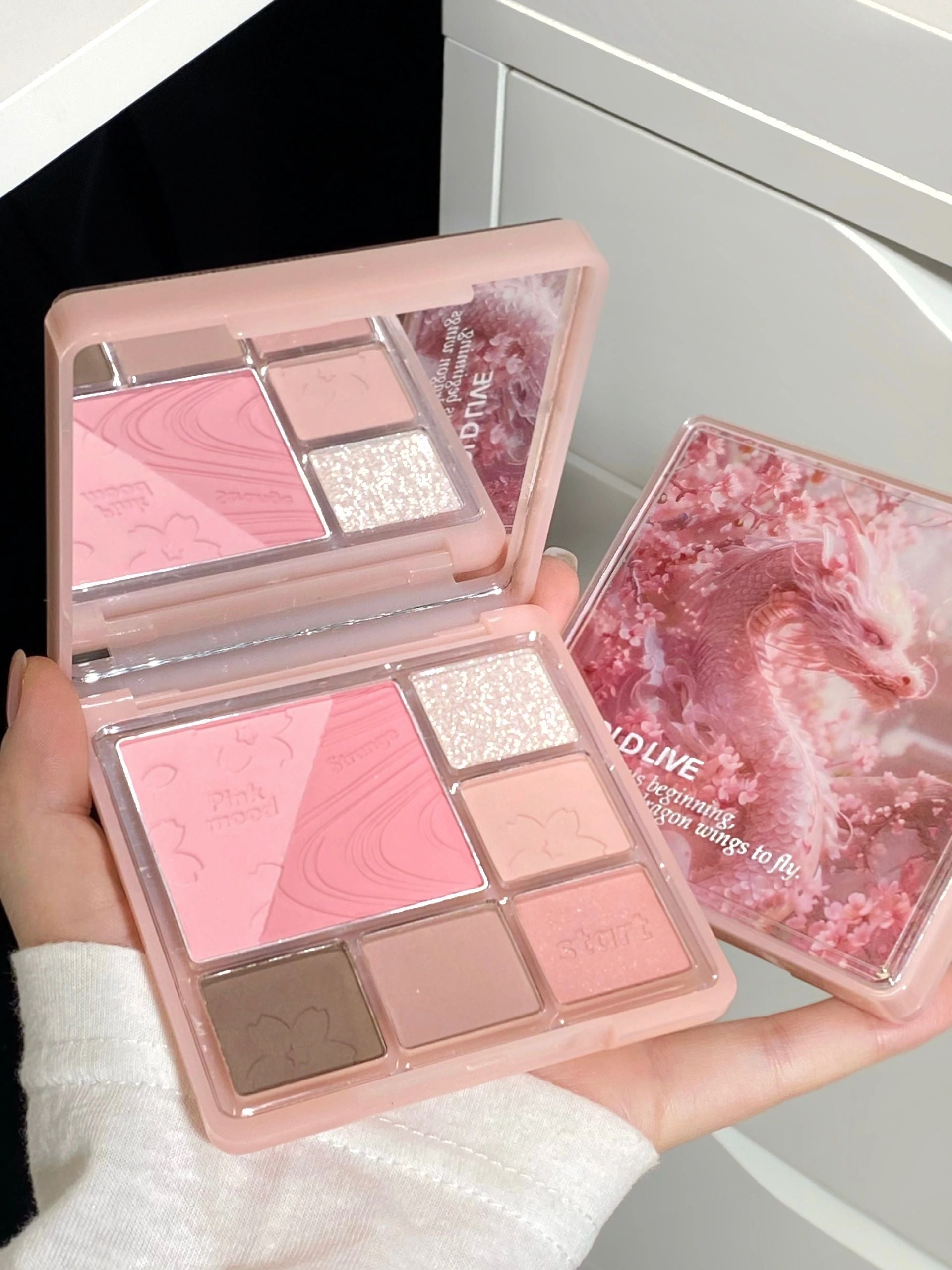 Holdlive Pink Mist Dream Blush Eyeshadow Palette 14g 侯爱粉雾梦境腮红眼影盘