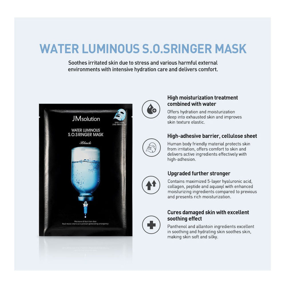 JM solution Water Luminous S.O.S Ringer Mask 35ml*10PCS 肌司研水滋养急救面膜