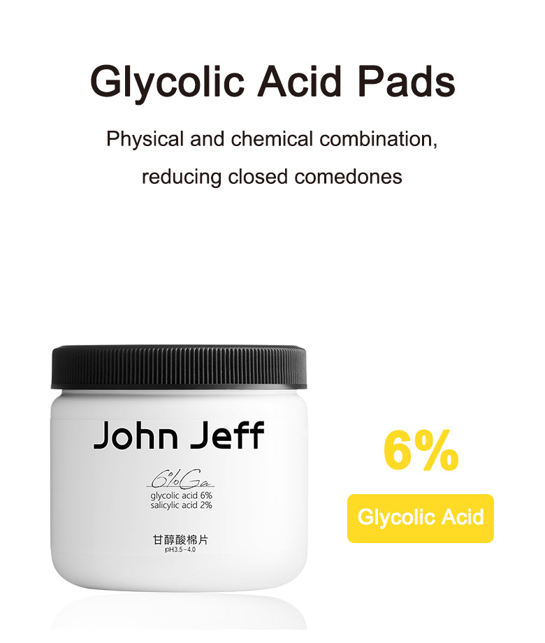 John Jeff 6% Glycolic Acid Cotton Pads 126g/55PCS John Jeff6%甘醇酸棉片