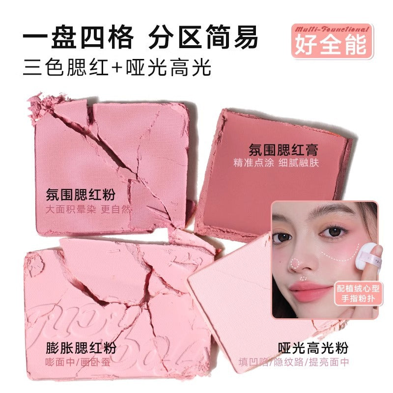 Judydoll Natural Matte Blush & Highlighter Palette 9g 橘朵自然哑光腮红高光盘