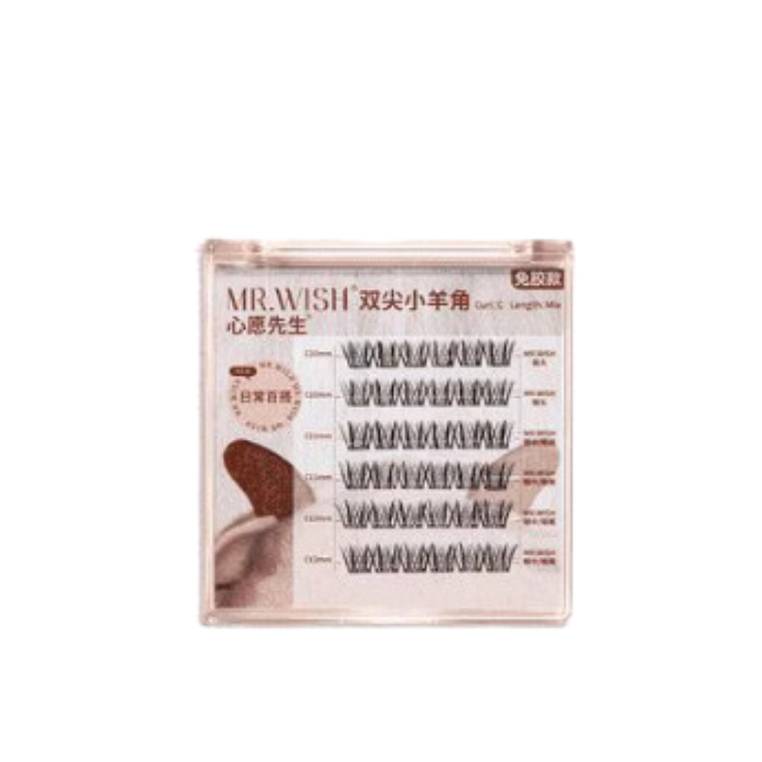 MR.WISH Glue-Free Double-Pointed Lamb Horn False Eyelashes 1 Box 心愿先生免胶双尖小羊角假睫毛