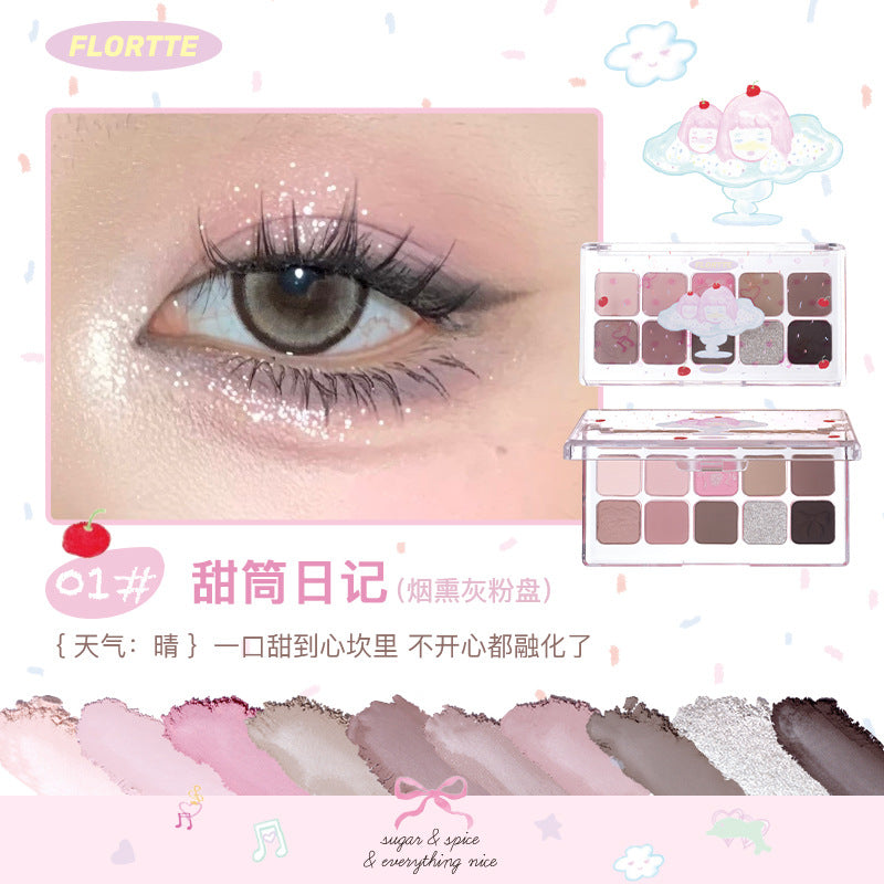 Flortte Wackky Girl's World Eyeshadow 7.5g 花洛莉亚女生宿舍系列十色眼影盘