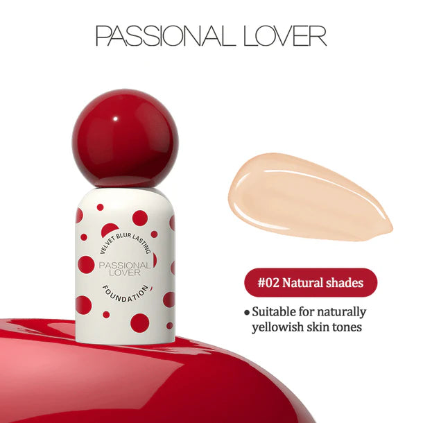 PASSIONAL LOVER Polka Dot Series Velvet Blur Lasting Foundation 3.0 30ml 恋火波点系列绒雾持妆粉底液3.0