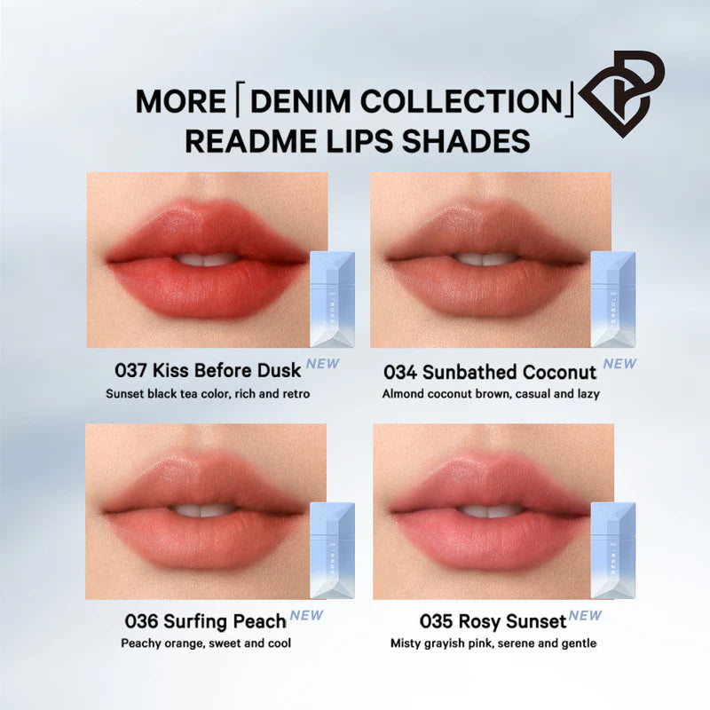 Perfect Diary Denim Series Readme Velvet Lip Glaze 4ml 完美日记丹宁假日丝绒名片唇釉