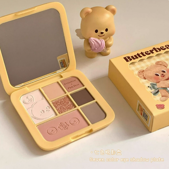 Pink Bear X Butterbear General Eyeshadow Palette 10g 皮可熊黄油小熊联名综合七色眼影盘