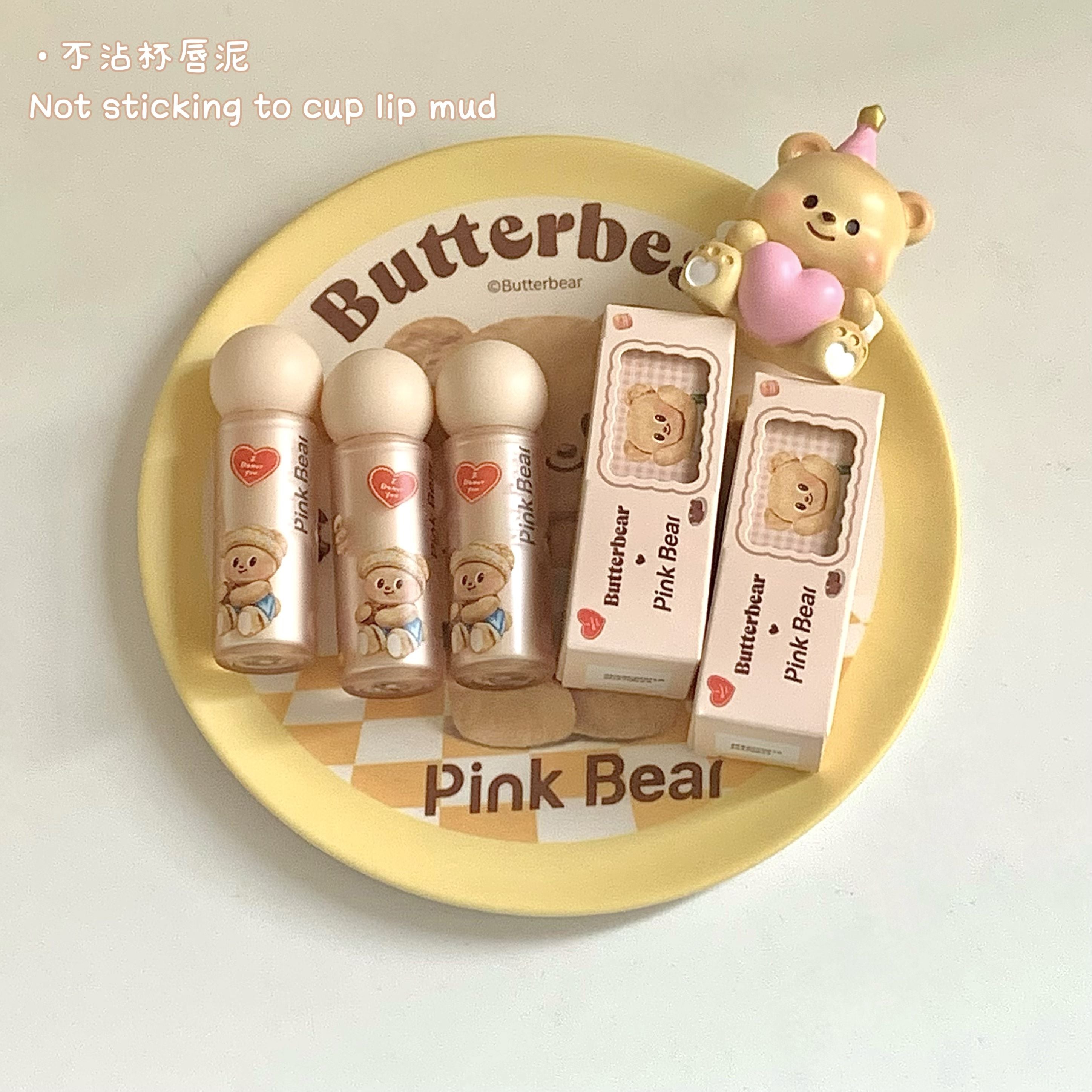 Pink Bear X Butterbear Light Mist Long-Lasting Lip Mud 2g 皮可熊黄油小熊联名轻雾持色唇泥