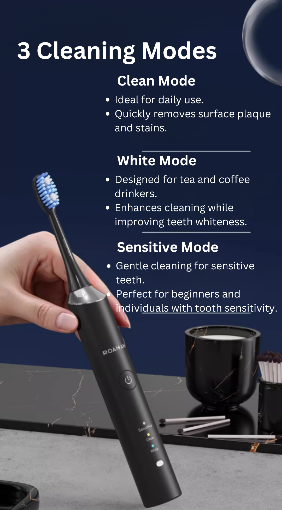 ROAMAN T-3 Sonic Electric Toothbrush 罗曼T-3声波电动牙刷