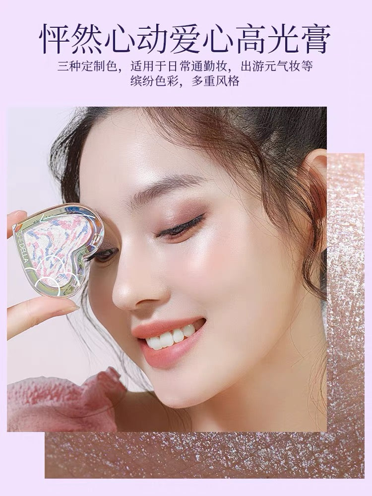 SHEDELLA Heartbeat Love Heart Highlighter Cream 3.2g 诗蒂娅怦然心动爱心高光膏