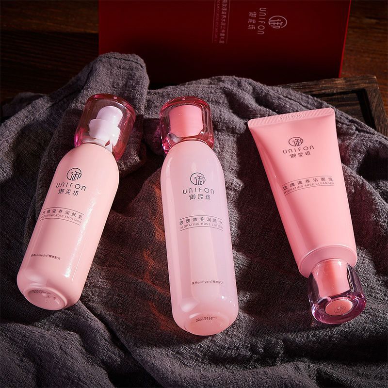 UNIFON Hydrating Rose Lotion Emulsion Cleanser Set 御泥坊玫瑰滋养润肤水乳洁面套装