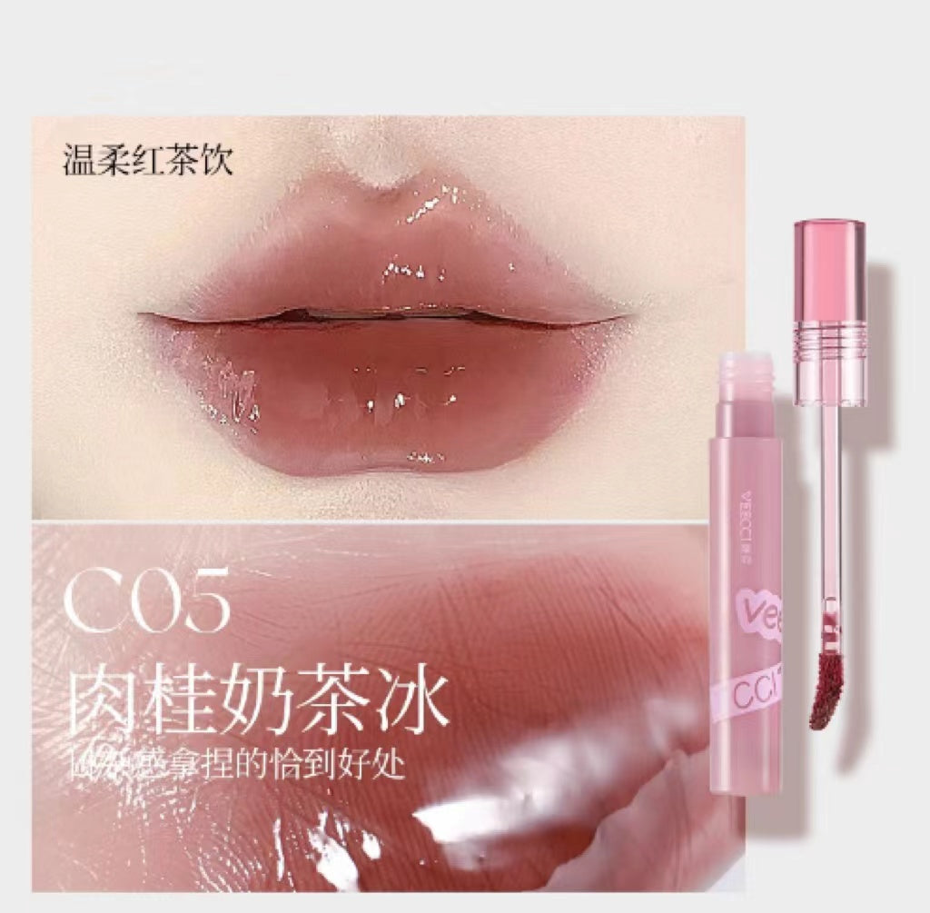 Veecci Glazed Ice Lip Glaze Lip Gloss 1.7g 唯资蜜光冰透水唇釉