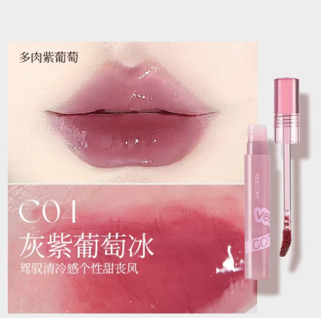 Veecci Glazed Ice Lip Glaze Lip Gloss 1.7g 唯资蜜光冰透水唇釉