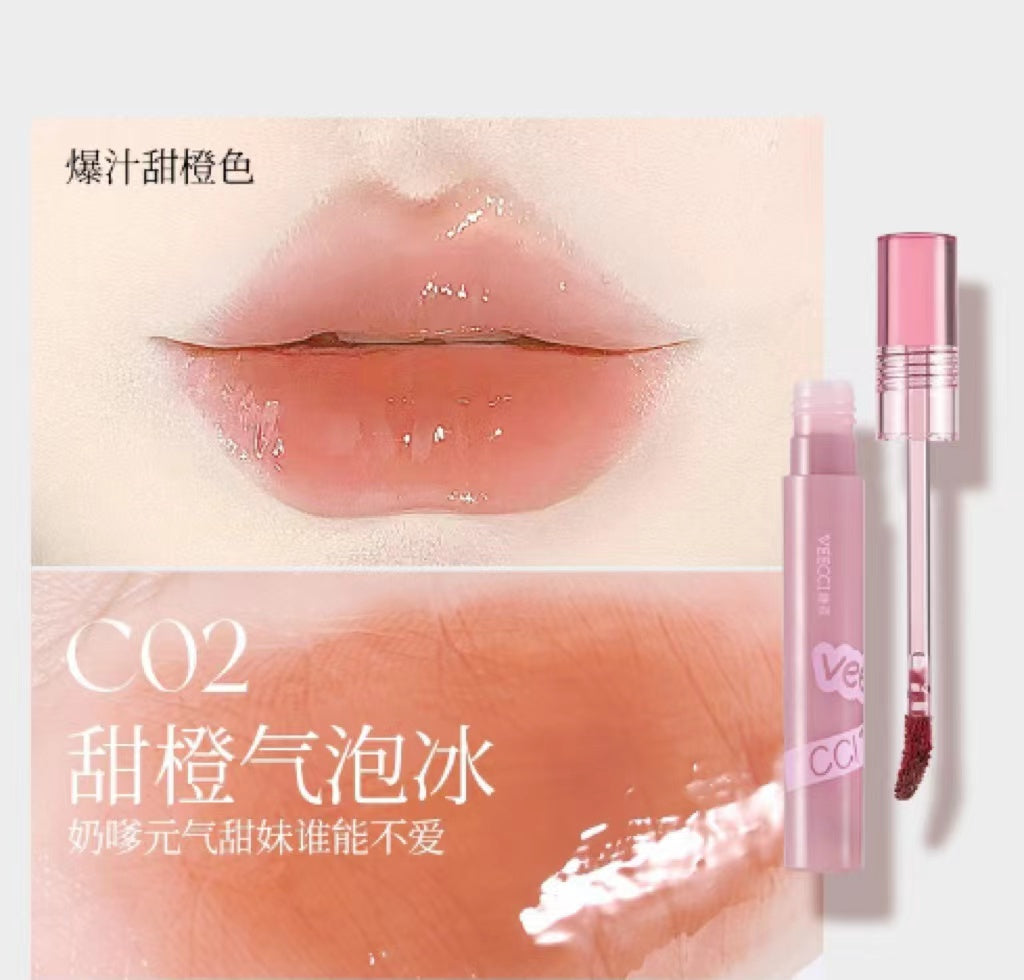 Veecci Glazed Ice Lip Glaze Lip Gloss 1.7g 唯资蜜光冰透水唇釉