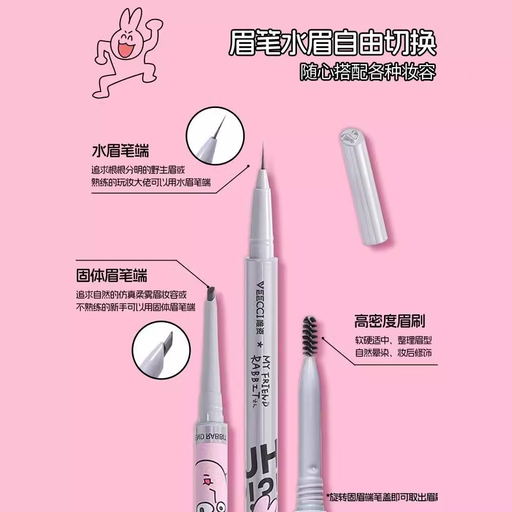 Veecci × My Friend Rabbit Double-Ended Multi-Purpose Eyebrow Pencil 0.3ml+90mg 唯资粉红兔子联名双头多效眉笔