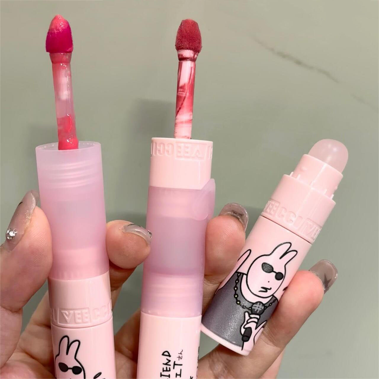 Veecci × My Friend Rabbit Double-headed Lip Glaze 2g+2g 唯资粉红兔子联名双头唇釉