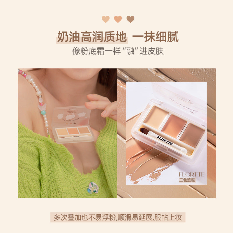 Flortte They Are Cute Tri-color Concealer Palette 3.9g 花洛莉亚可爱颂系列三色遮瑕膏