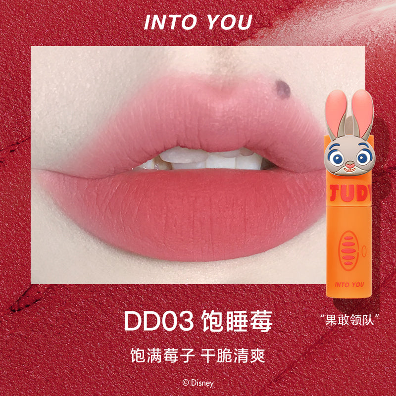 INTO YOU Rabbit Police Officer Judy Cheek Dual-Use Matte Velvet Lipstick Glaze 2g 心慕与你搜萝集色朱迪警官唇颊两用唇泥