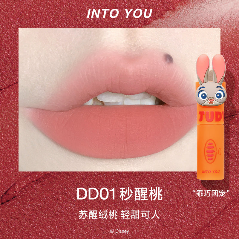 INTO YOU Rabbit Police Officer Judy Cheek Dual-Use Matte Velvet Lipstick Glaze 2g 心慕与你搜萝集色朱迪警官唇颊两用唇泥