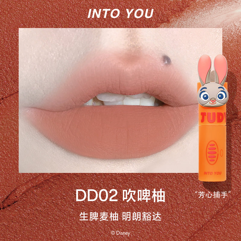 INTO YOU Rabbit Police Officer Judy Cheek Dual-Use Matte Velvet Lipstick Glaze 2g 心慕与你搜萝集色朱迪警官唇颊两用唇泥